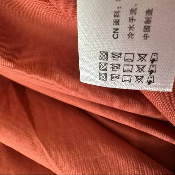 NWT En Saison Juni Gingham Bubble Sleeve Tie-Back Midi Dress Brick Womens L - Picture 10 of 10